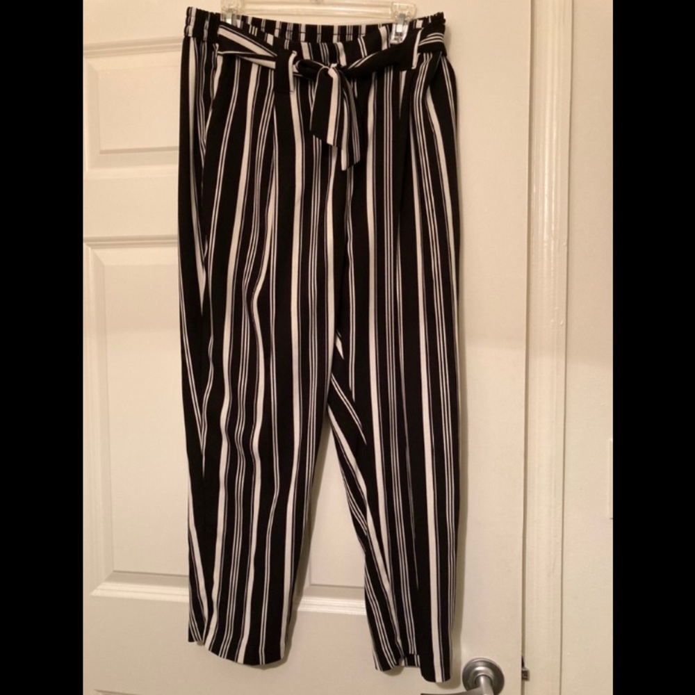 Nasty Gal Black and White Striped Pants